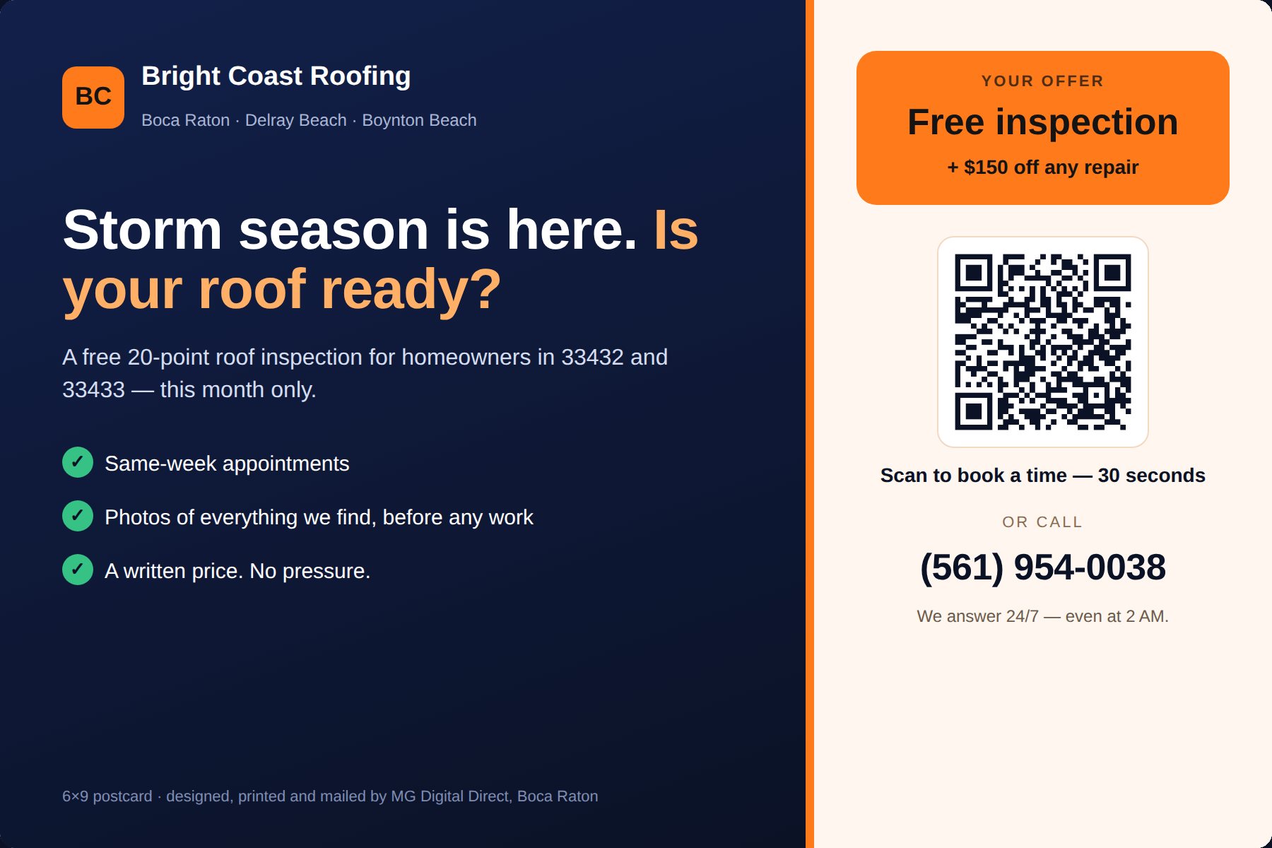 A postcard with a QR code that opens a page where Londyn answers