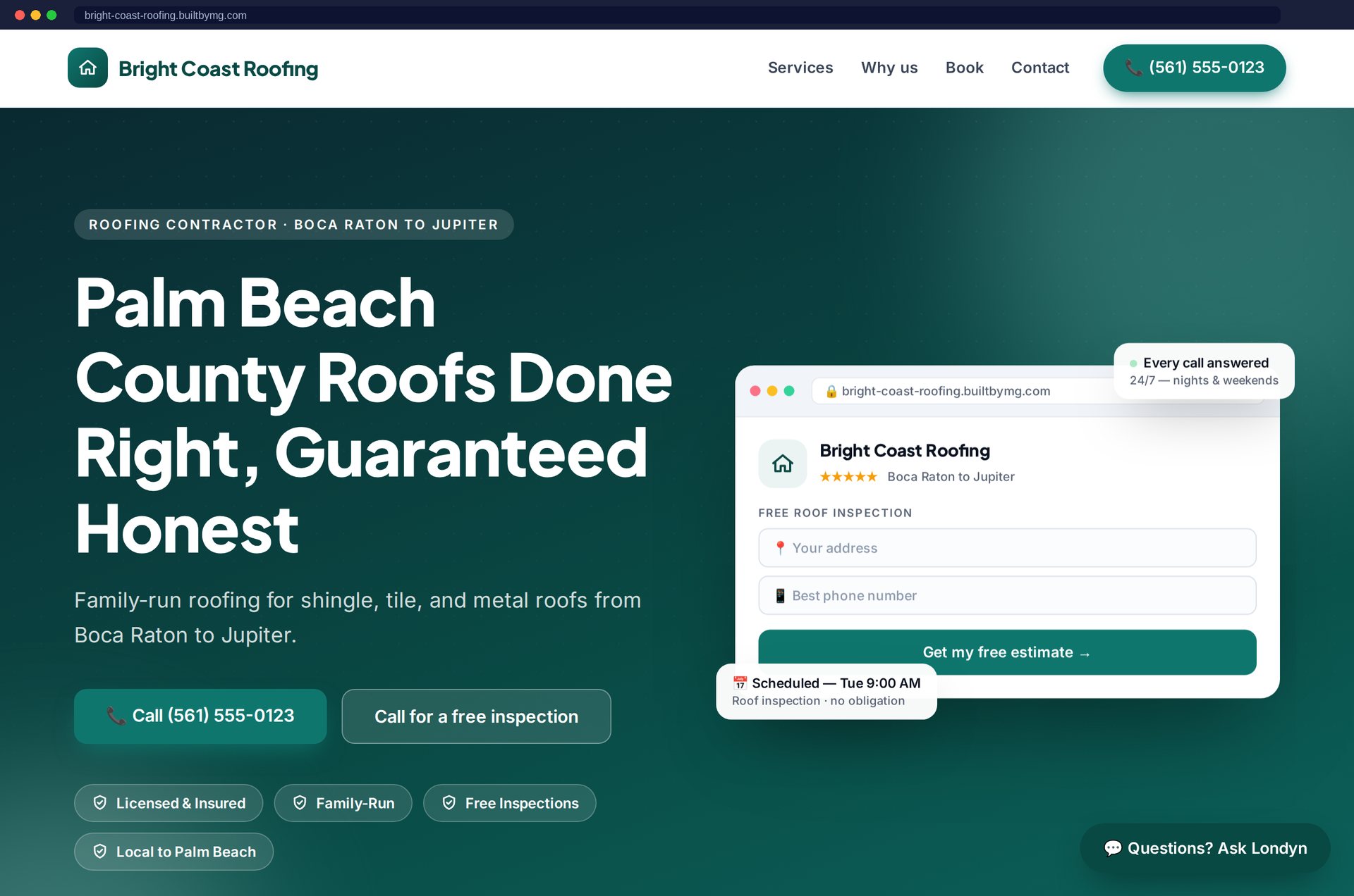 A website we built: Bright Coast Roofing